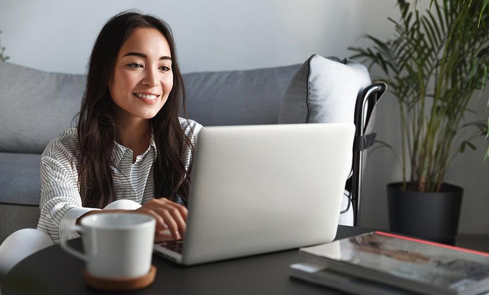 Woman edits her LinkedIn profile