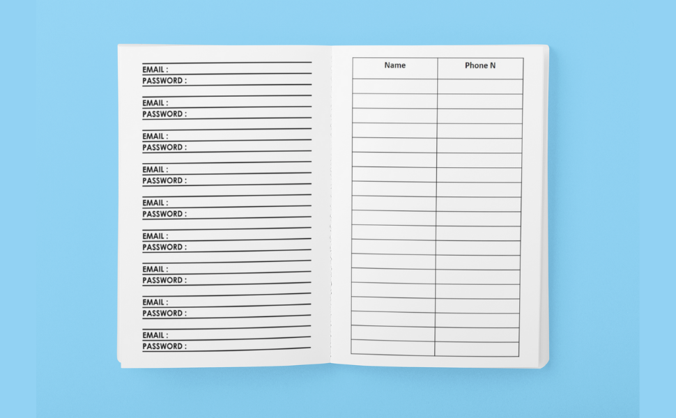 password book, password log book and internet password organizer, alphabetical password book Logbook