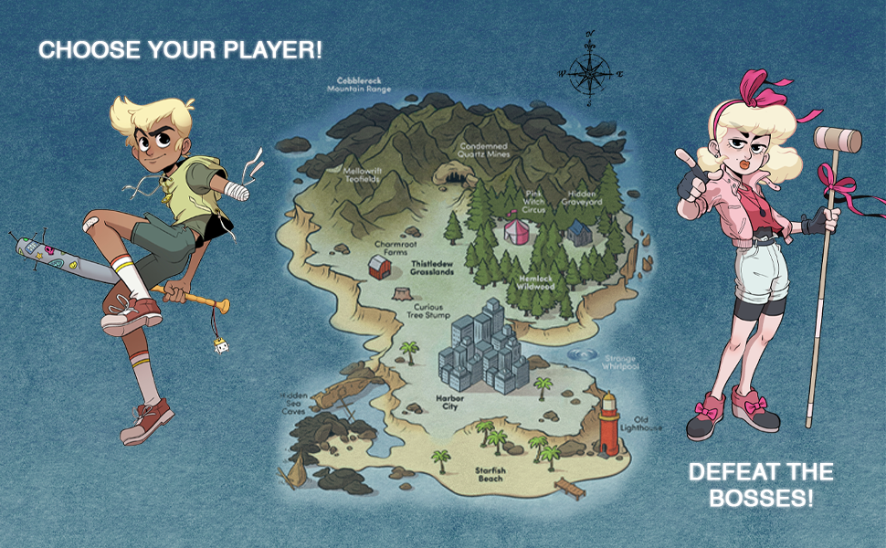 Toro Island Map with Characters Finneus and Mysterious Girl